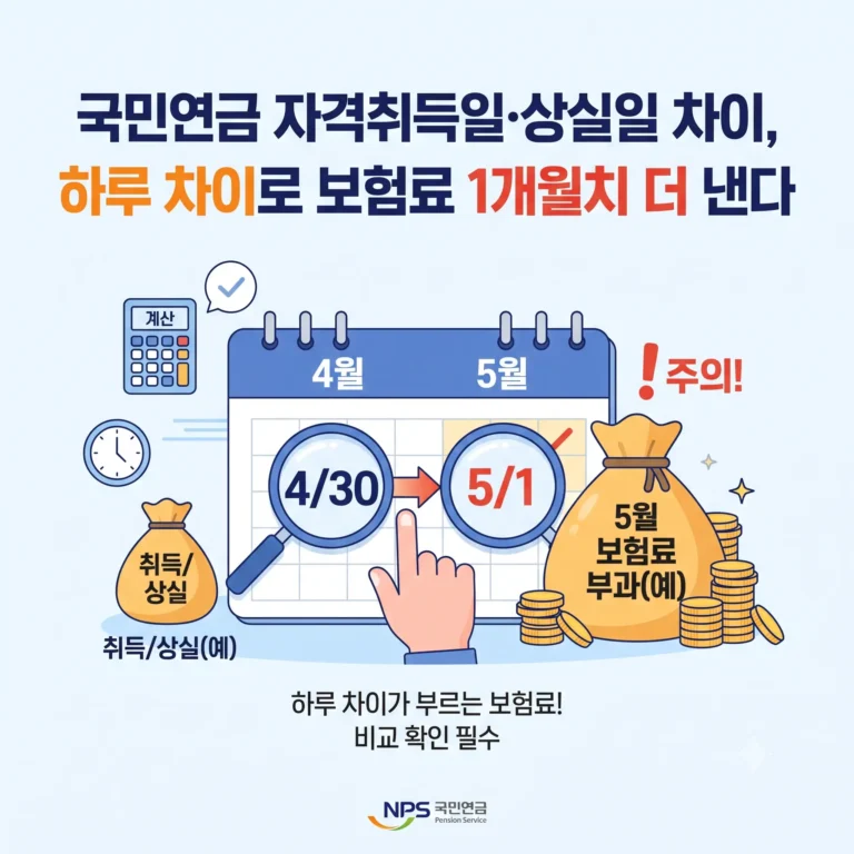 국민연금 자격취득일 상실일 차이