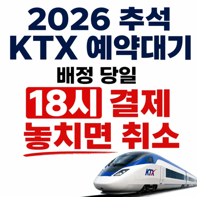 추석 ktx 예약대기 18시 결제 놓치면 취소됩니다.
