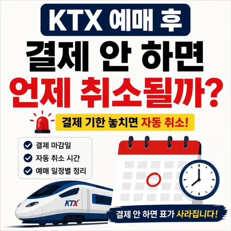 추석 ktx 결제기한