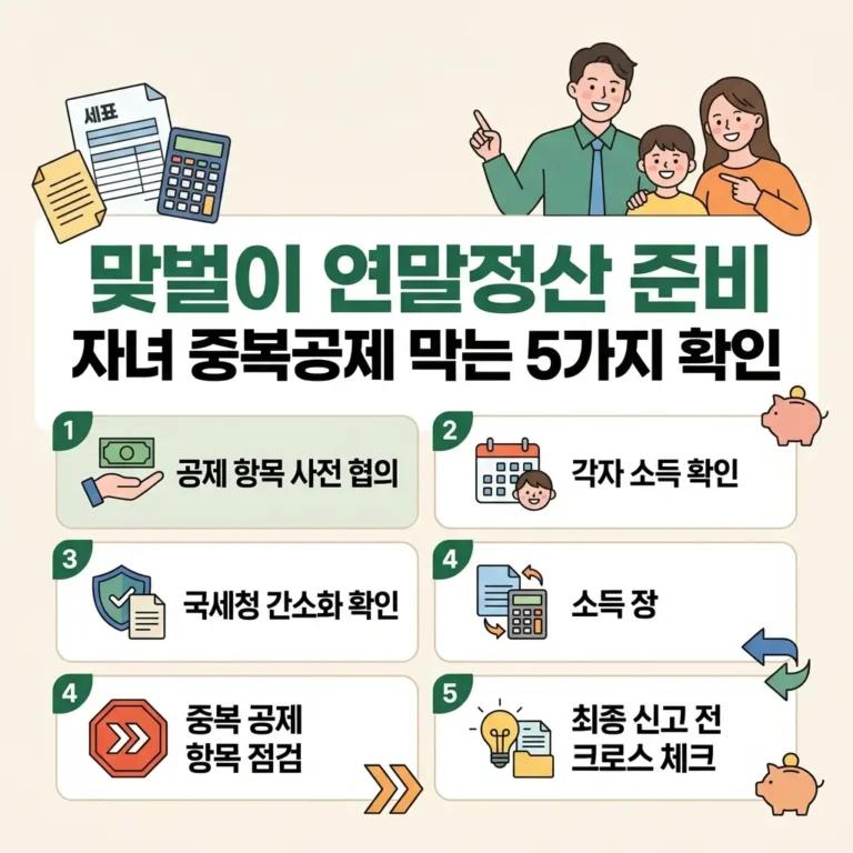 맞벌이 연말정산 준비하기 자녀 중복공제 막는 방법