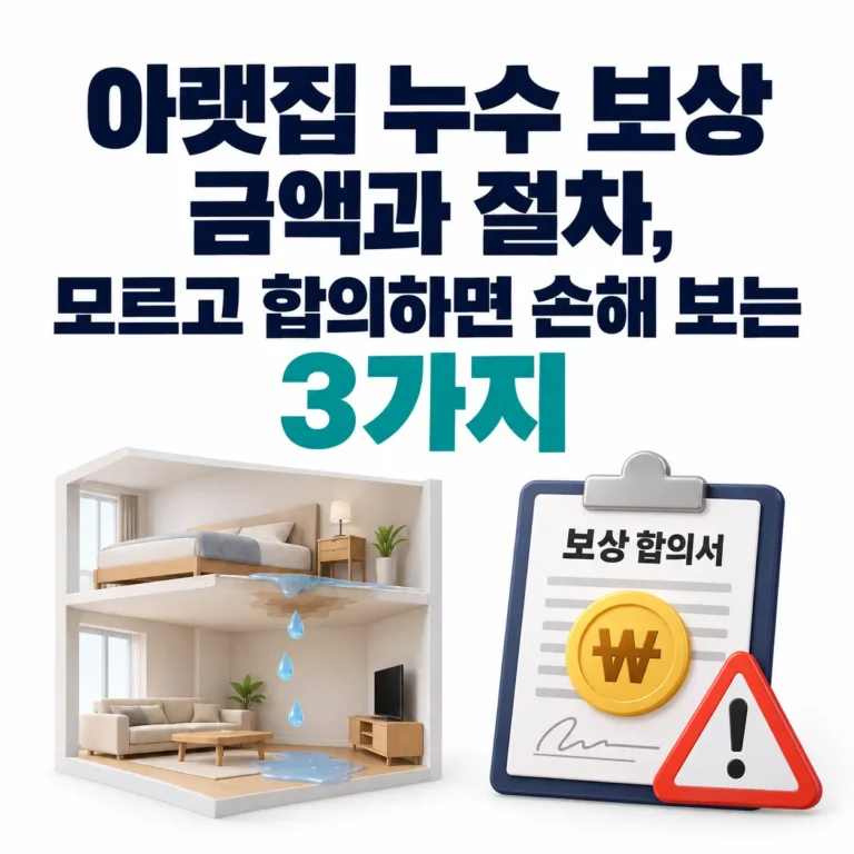 아랫집 누수 보상 시 금액과 절차는?