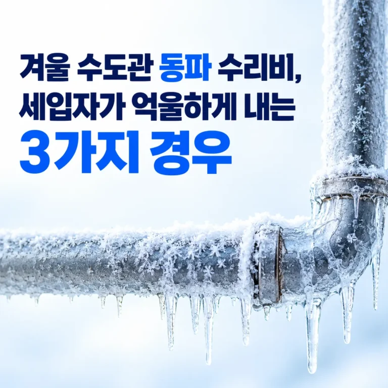 수도관 동파 수리비는 세입자가 내야하는가?