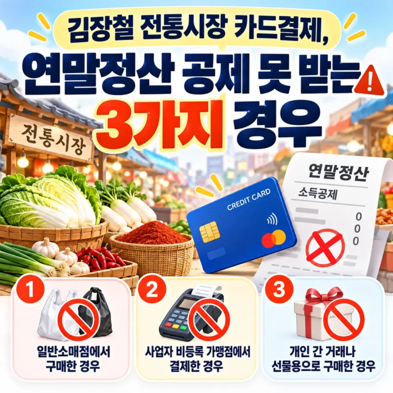 김장 전통시장 연말정산 공제 못받는 경우